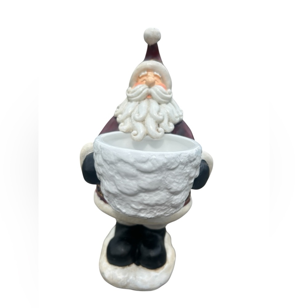 Vintage Santa Candle Holder 11” Ceramic with Removable Votive Bowl Original Box